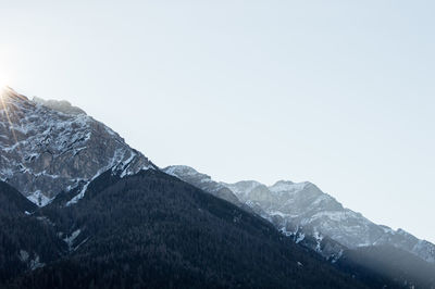 Scenic view of snow covered mountains
