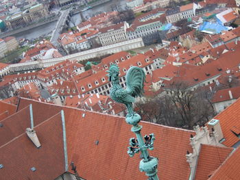 High angle view of buildings in city