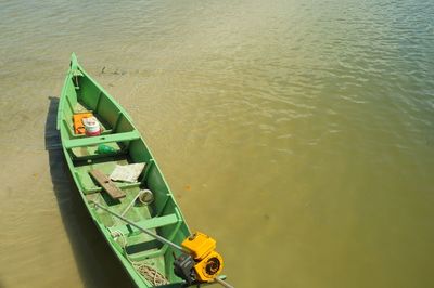 High angle view of yellow floating on river