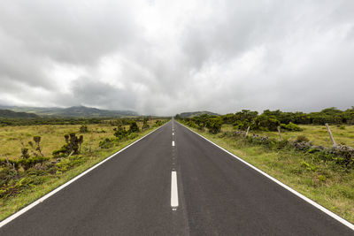 Road passing through landscape against cloudy sky