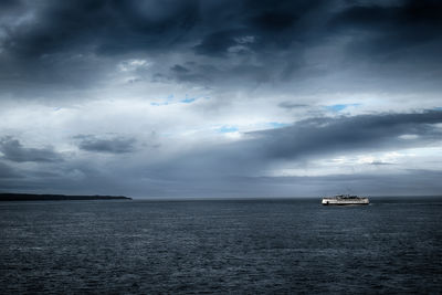 Scenic view of sea against cloudy sky