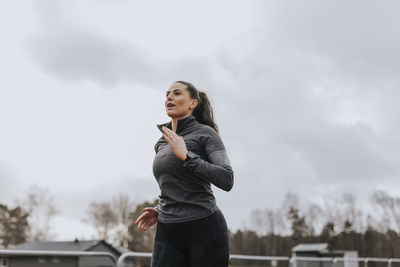 Woman exercising outdoors