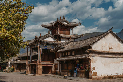 Low angle view of temple against sky