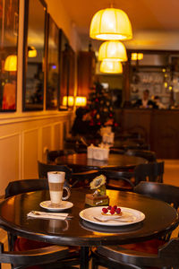 Coffee cup on table in cafe