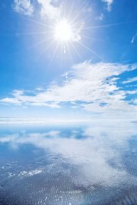 Scenic view of cloudscape against blue sky on sunny day