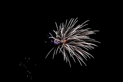 Firework display against sky at night