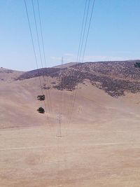 Ski lift against clear sky