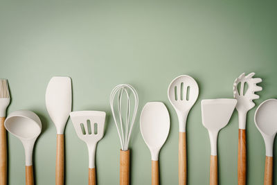 Directly above shot of spoons on table