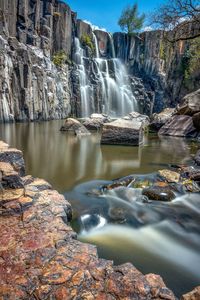 Scenic view of waterfall