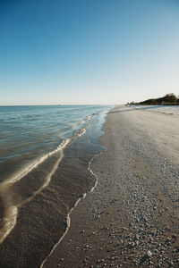 Scenic view of sea against clear sky