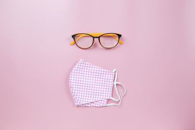 High angle view of eyeglasses on table