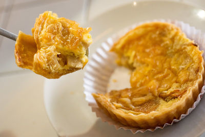 Close-up of dessert in plate on table