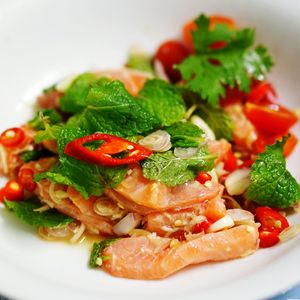 Close-up of salad served in plate