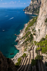 Scenic view of sea against blue sky