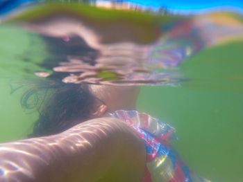 Close-up of woman lying down in water