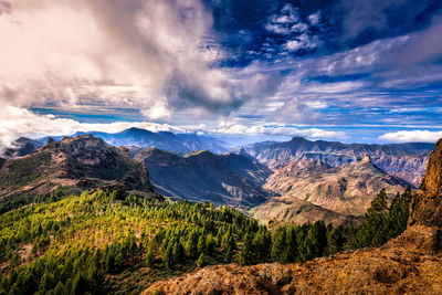 Mountain view from roque nublo near tejeda, gran canaria, spain.