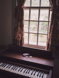 Trees seen through window at home