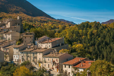 High angle view of townscape against sky