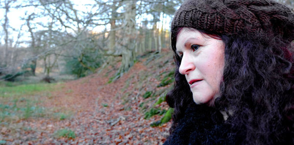 Close up of woman in forest