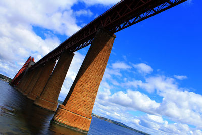 Low angle view of bridge over sea against sky