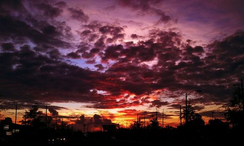 Scenic view of cloudy sky at sunset