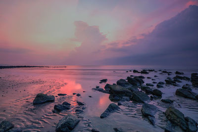 Scenic view of sea against sky during sunset