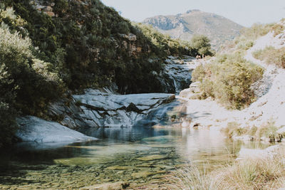 Scenic view of lake against mountains