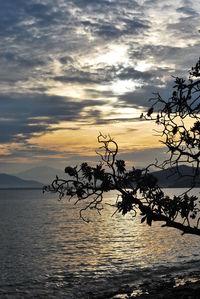 Scenic view of sea against cloudy sky