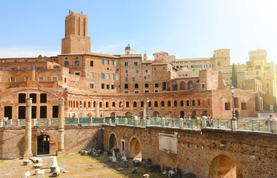 Roman architecture and ruins of trajan's area in summer.