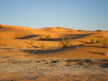 Scenic view of desert against clear sky