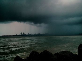 Scenic view of sea against cloudy sky