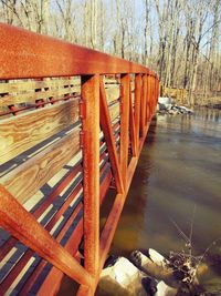 View of wooden structure in water