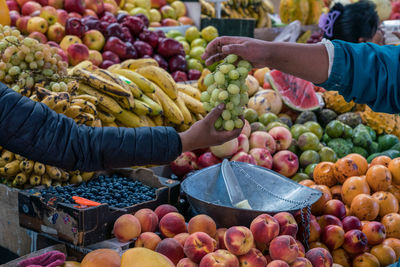 Various fruits for sale at market stall