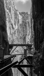 Low angle view of rocky mountain