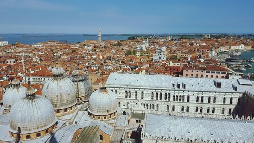 High angle view of st marks cathedral and houses in town