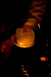 Close-up of beer in glass