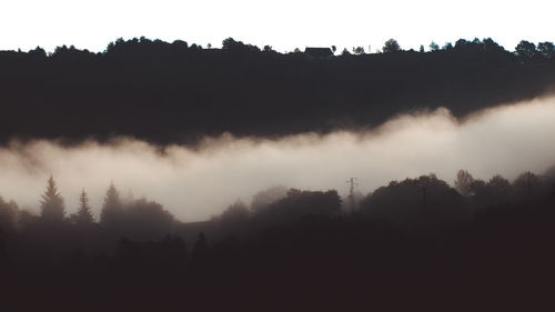 Scenic view of silhouette trees against sky during sunset