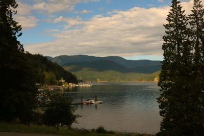 Scenic view of lake against sky