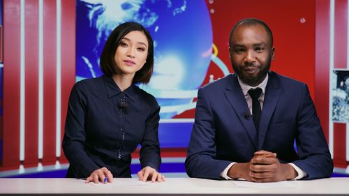 Portrait of business colleagues standing in office