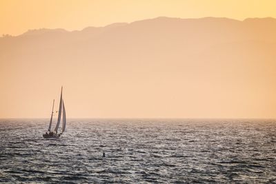 Scenic view of sea at sunset