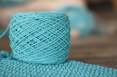 Blue dyed rope for crochet. 