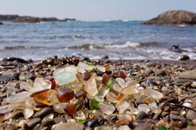 Close-up of pebbles on beach