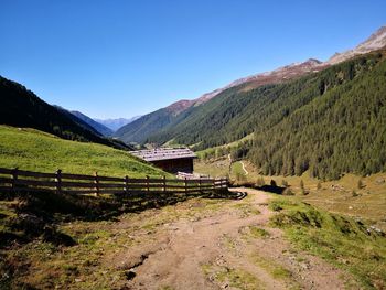 Scenic view of mountains against clear sky