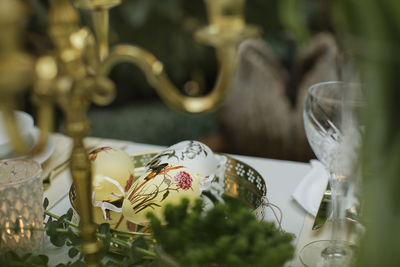 Food on a beautifully decorated easter table