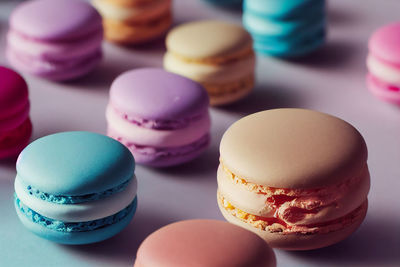 Close-up of macaroons on table