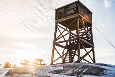 Low angle view of built structure against sky during sunset