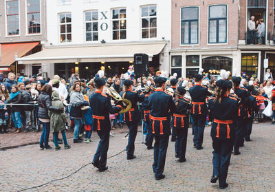 Crowd at music concert in city