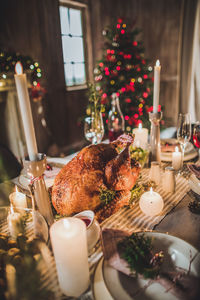 High angle view of food on table