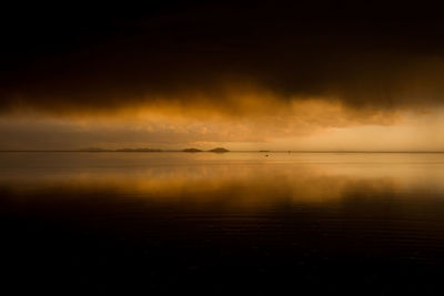 Scenic view of sea against sky at sunset