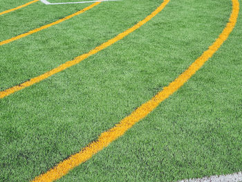 High angle view of soccer field